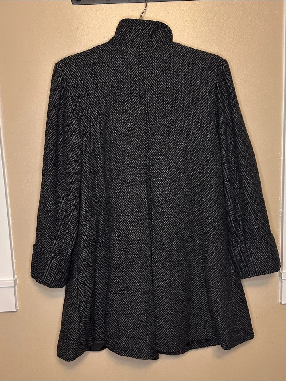 Relativity Black/Charcoal Herringbone Double Breasted Coat